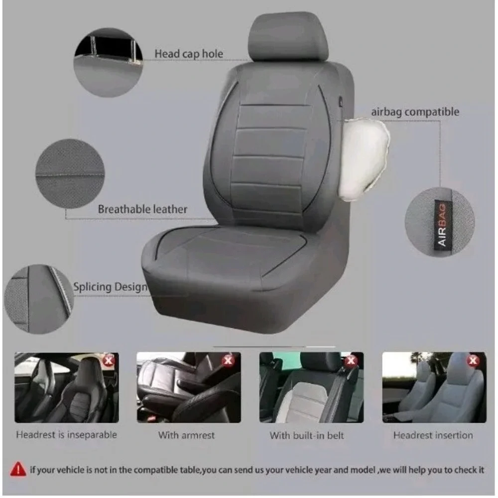 Universal Car 5 Seat Covers Full Set PU Leather Front Rear Protector Cushion Pad
